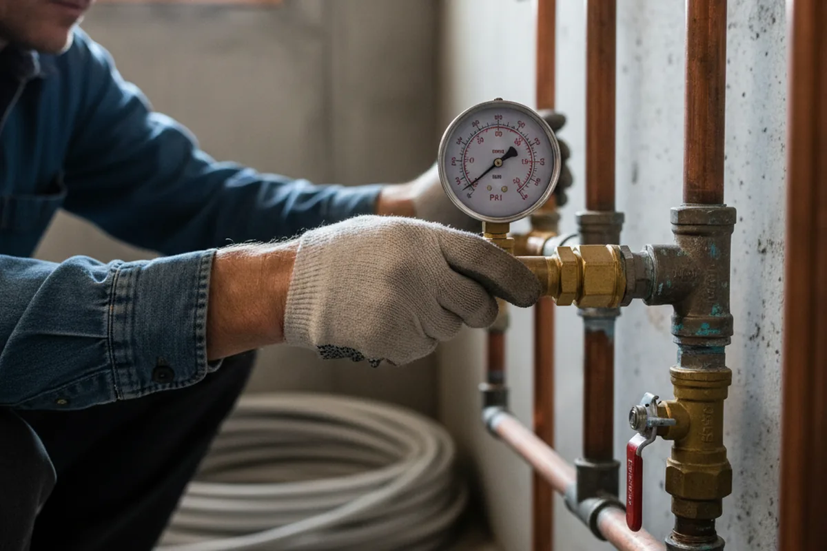 Pressure testing a repaired line during Water Line Repair in Wellborn